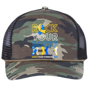 World Down Syndrome Day Rock Your Socks Groovy Retro Rope Trucker Hat Cap