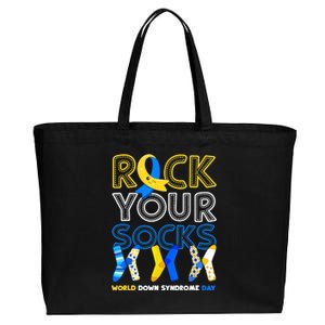 World Down Syndrome Day Rock Your Socks Groovy Cotton Canvas Jumbo Tote