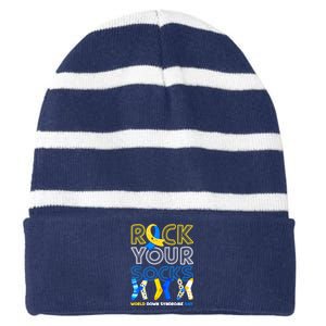 World Down Syndrome Day Rock Your Socks Groovy Striped Beanie with Solid Band