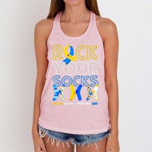 World Down Syndrome Day Rock Your Socks Groovy Women's Knotted Racerback Tank