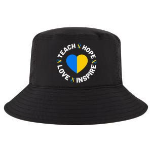 World Down Syndrome Day Awareness Ribbon Teach Hope Love T21 Cool Comfort Performance Bucket Hat