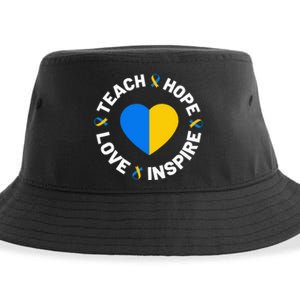 World Down Syndrome Day Awareness Ribbon Teach Hope Love T21 Sustainable Bucket Hat