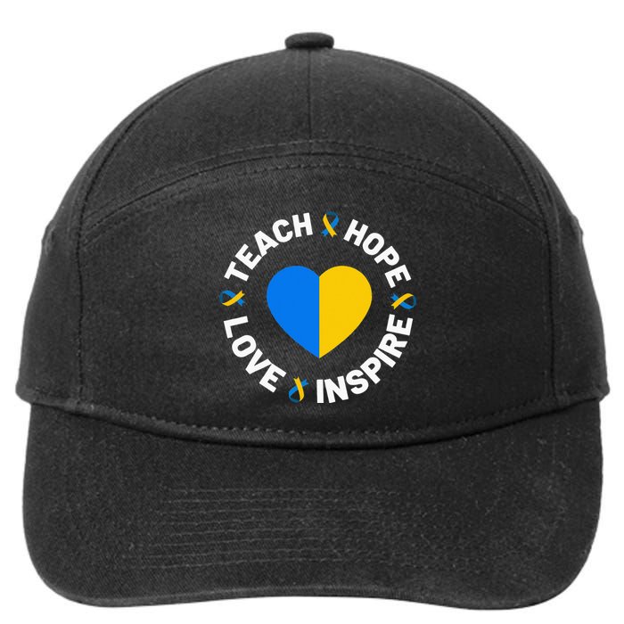 World Down Syndrome Day Awareness Ribbon Teach Hope Love T21 7-Panel Snapback Hat