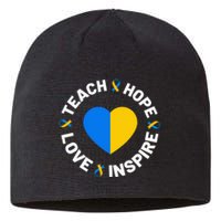 World Down Syndrome Day Awareness Ribbon Teach Hope Love T21 Sustainable Beanie