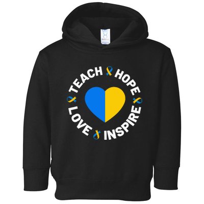 World Down Syndrome Day Awareness Ribbon Teach Hope Love T21 Toddler Hoodie