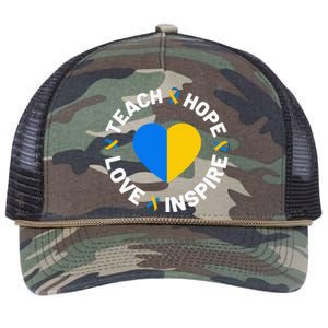 World Down Syndrome Day Awareness Ribbon Teach Hope Love T21 Retro Rope Trucker Hat Cap