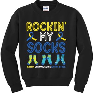 World Down Syndrome Day Awareness Rocking Socks Kids Sweatshirt