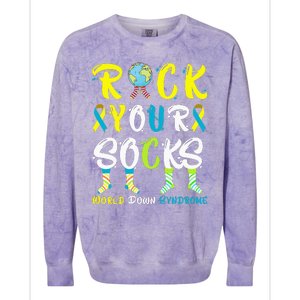 World Down Syndrome Day Rock Your Socks Awareness Colorblast Crewneck Sweatshirt