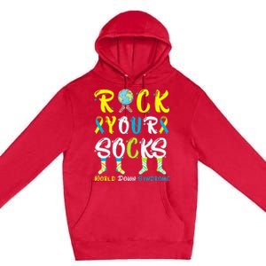 World Down Syndrome Day Rock Your Socks Awareness Premium Pullover Hoodie