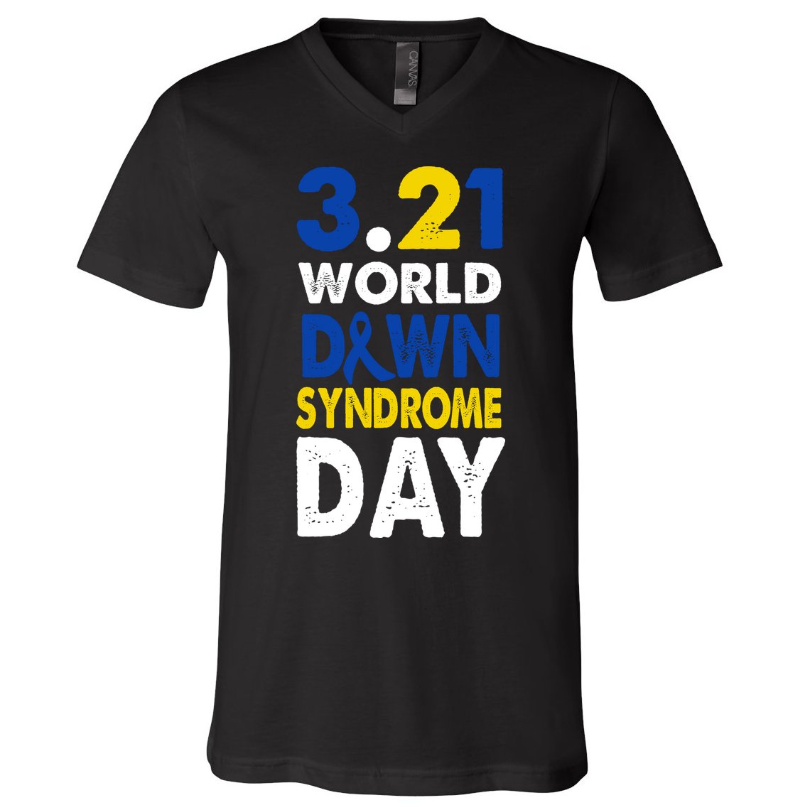 World Down Syndrome March 21st Awareness V-Neck T-Shirt