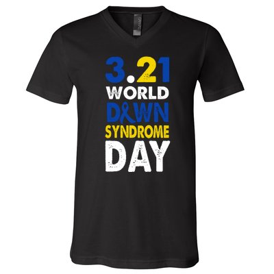 World Down Syndrome March 21st Awareness V-Neck T-Shirt