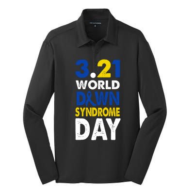 World Down Syndrome March 21st Awareness Silk Touch Performance Long Sleeve Polo