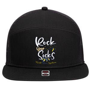 World Down Syndrome Day Rock Your Socks Awareness 7 Panel Mesh Trucker Snapback Hat