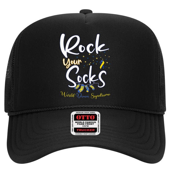 World Down Syndrome Day Rock Your Socks Awareness High Crown Mesh Back Trucker Hat