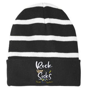 World Down Syndrome Day Rock Your Socks Awareness Striped Beanie with Solid Band