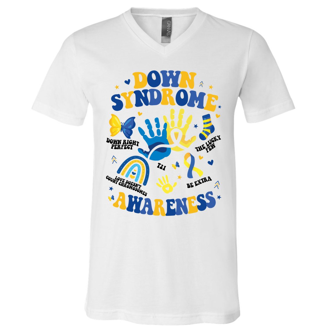 World Down Syndrome Day 321 Awareness Support V-Neck T-Shirt