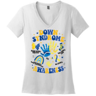 World Down Syndrome Day 321 Awareness Support Women's V-Neck T-Shirt