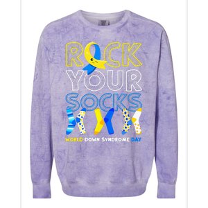 World Down Syndrome Day Rock Your Socks Awareness Colorblast Crewneck Sweatshirt