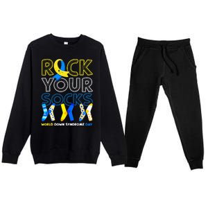 World Down Syndrome Day Rock Your Socks Awareness Premium Crewneck Sweatsuit Set