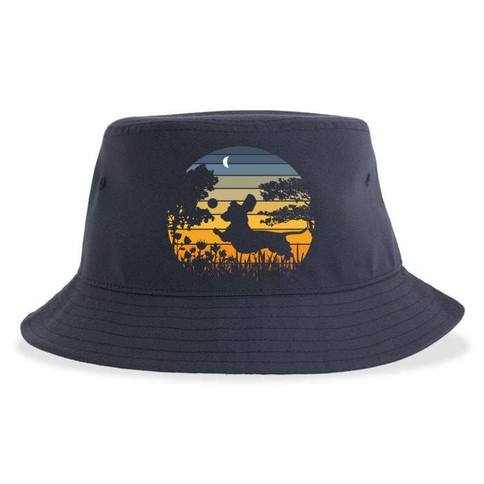 Wiener Dog Sunset Garden Nature Lover Sustainable Bucket Hat