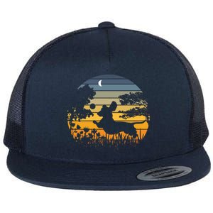 Wiener Dog Sunset Garden Nature Lover Flat Bill Trucker Hat