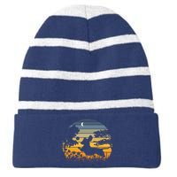 Wiener Dog Sunset Garden Nature Lover Striped Beanie with Solid Band