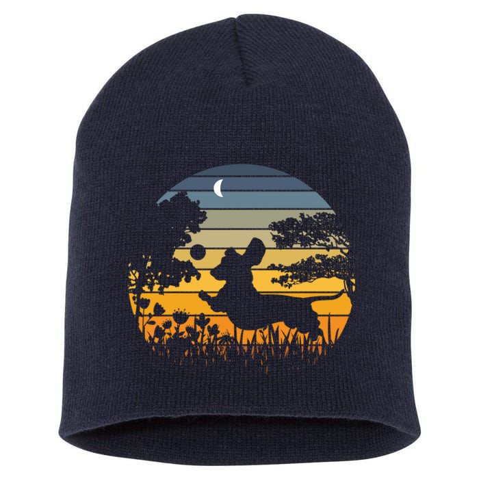 Wiener Dog Sunset Garden Nature Lover Short Acrylic Beanie