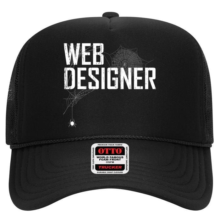 Web Designer Spider Web High Crown Mesh Back Trucker Hat