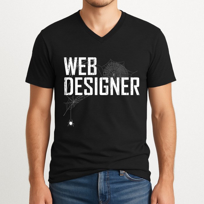 Web Designer Spider Web V-Neck T-Shirt
