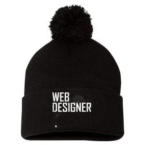 Web Designer Spider Web Pom Pom 12in Knit Beanie