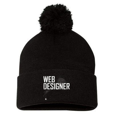 Web Designer Spider Web Pom Pom 12in Knit Beanie