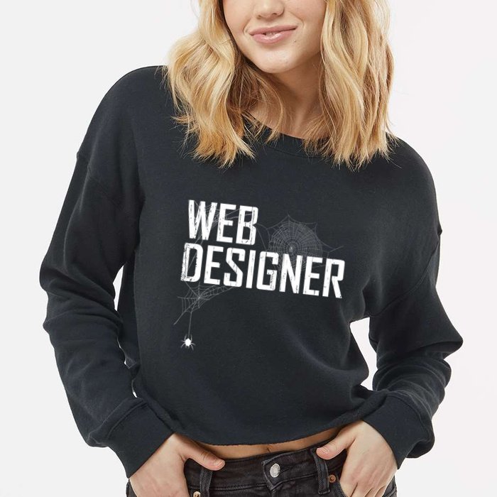 Web Designer Spider Web Cropped Pullover Crew