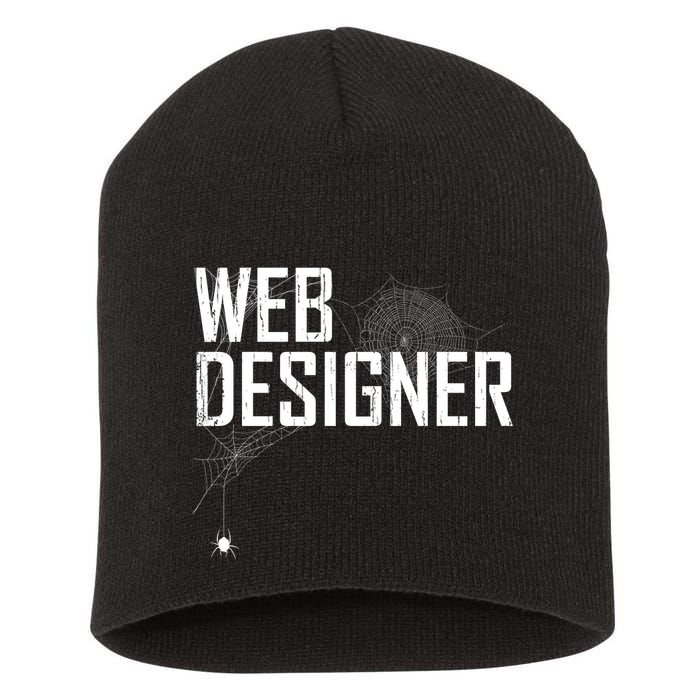 Web Designer Spider Web Short Acrylic Beanie