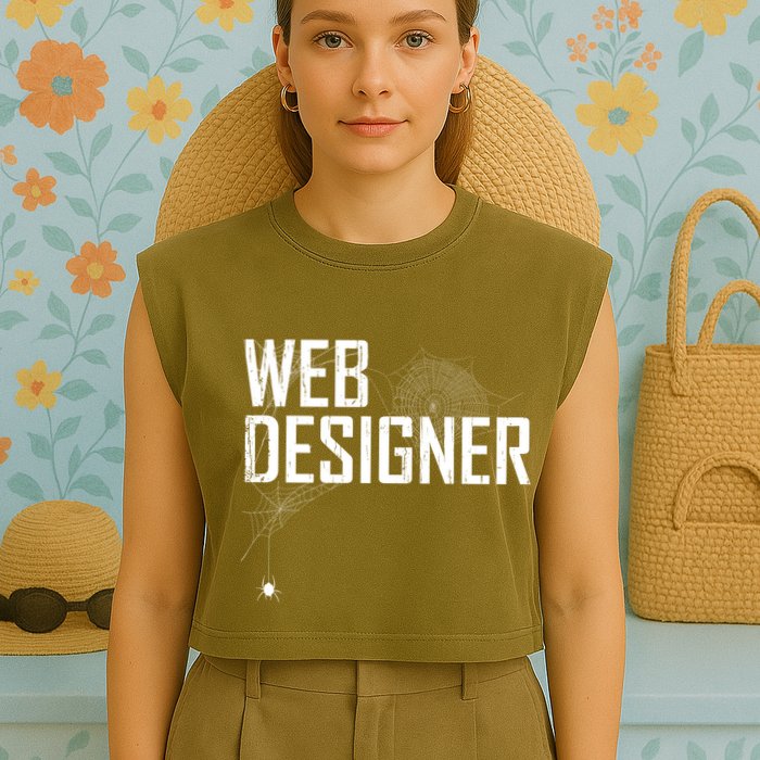 Web Designer Spider Web Garment-Dyed Women's Muscle Tee
