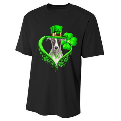 Whippet Dog St Patricks Day Lover Irish Shamrock Performance Sprint T-Shirt