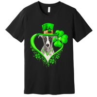 Whippet Dog St Patricks Day Lover Irish Shamrock Premium T-Shirt