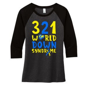 World Down Syndrome Day Awareness March 21 Women's Tri-Blend 3/4-Sleeve Raglan Shirt