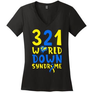 World Down Syndrome Day Awareness March 21 Women's V-Neck T-Shirt