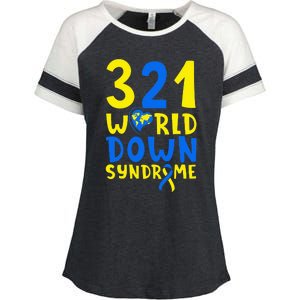 World Down Syndrome Day Awareness March 21 Enza Ladies Jersey Colorblock Tee