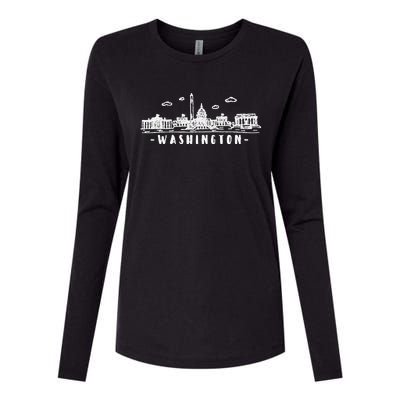 Washington DC Skyline Womens Cotton Relaxed Long Sleeve T-Shirt