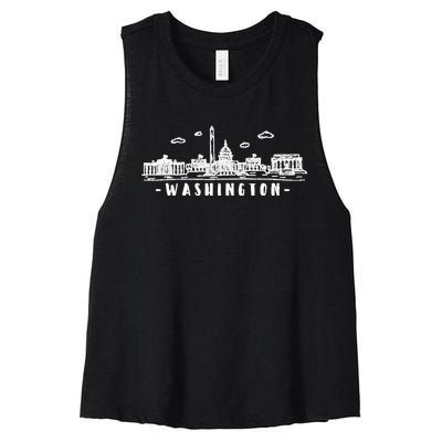 Washington DC Skyline Women's Racerback Cropped Tank