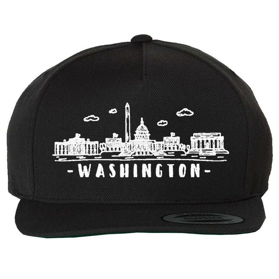 Washington DC Skyline Wool Snapback Cap