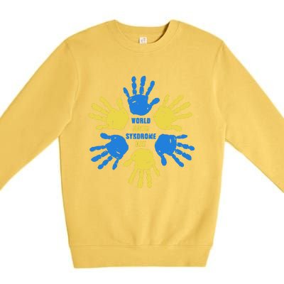 World Down Syndrome Day Awareness Support Trending Gift Idea Premium Crewneck Sweatshirt