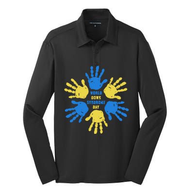 World Down Syndrome Day Awareness Support Trending Gift Idea Silk Touch Performance Long Sleeve Polo