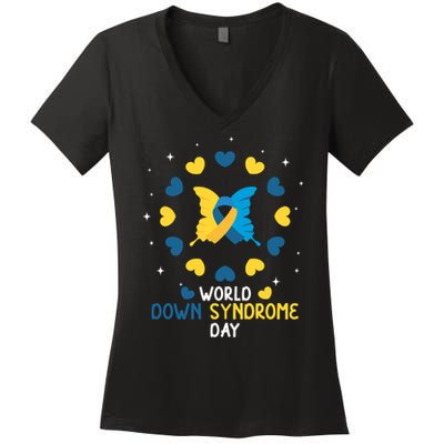 World Down Syndrome Day Awareness Women's V-Neck T-Shirt