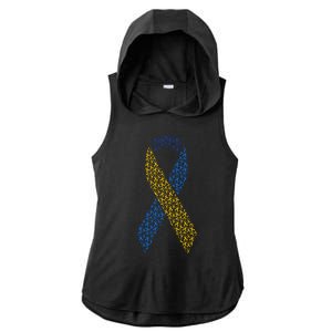 World Down Syndrome Day Awareness Ribbons Ladies PosiCharge Tri-Blend Wicking Draft Hoodie Tank