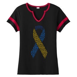 World Down Syndrome Day Awareness Ribbons Ladies Halftime Notch Neck Tee