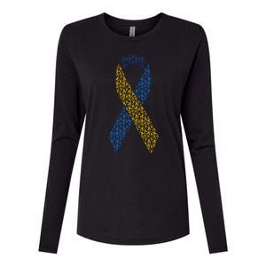 World Down Syndrome Day Awareness Ribbons Womens Cotton Relaxed Long Sleeve T-Shirt