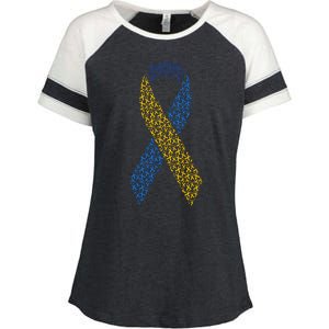 World Down Syndrome Day Awareness Ribbons Enza Ladies Jersey Colorblock Tee