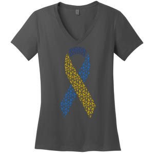 World Down Syndrome Day Awareness Ribbons Women's V-Neck T-Shirt